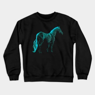 Turquoise Equestrian Art Horse Lover Western Rodeo Crewneck Sweatshirt